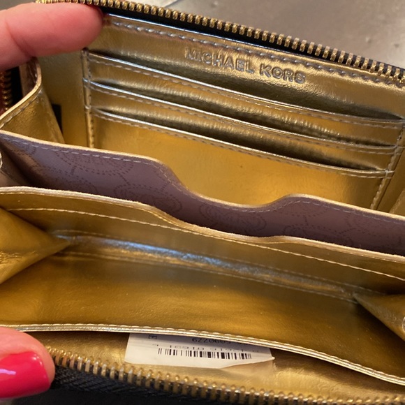 Michael Kors Wristlet Black Python and Gold hardware/interior. Never Used. - Picture 2 of 5